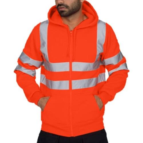 Fleece Reflective Hoodies Men Winter Zipper Sweatshirts Hoodie Men Hoody Sweatshirts Male Black Hoodies For Men Workwear