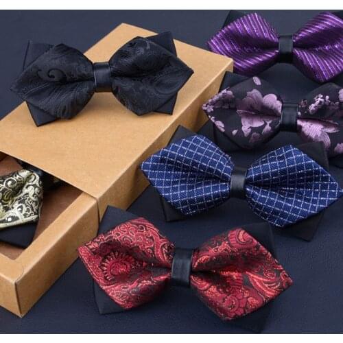 Classic Men Bowtie Groom Mens Striped Plaid Cravat Business Ties Fashion Butterfly Wedding Bow Ties for Male Accessories Gifts
