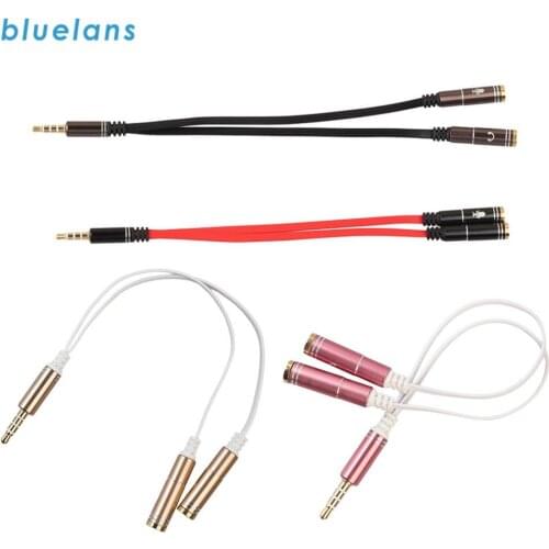 TRRS Headphone Splitter 3.5mm Jack 4-Pole Male to Dual Female Headset Adapter For Cell Phone Outlet Jack to Mic Headset PC