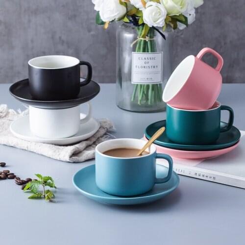 2020 Nordic Style Matte Frost Texture Coffee Cup Tray Sets Home Used Cafe Ceramic Brief Scented Afternoon Tea Mug Saucer Kits