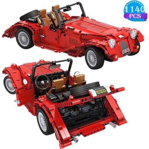 Creative 1141pcs Red Retro Convertible Car Model Building Blocks Famous Classic Car Bricks Toys for Boyfs Holiday Gifts