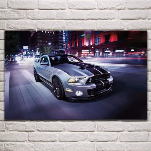 Cool racing mustang gt stripes muscle sport cars artwork living room home art decor wall print wood frame fabric poster KP970