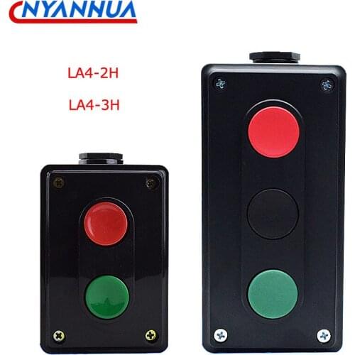 LA4-2H 3H Button Switch Power Supply Start Stop Self Reset Control Double Button Switch Box 5A 380V