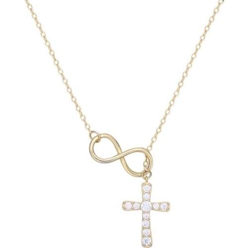 Hot Sale Cubic Zircon Cross Inifinity Pendant Necklaces For Women Statement Korean Chain Necklace Party Gifts Fashion Jewelry