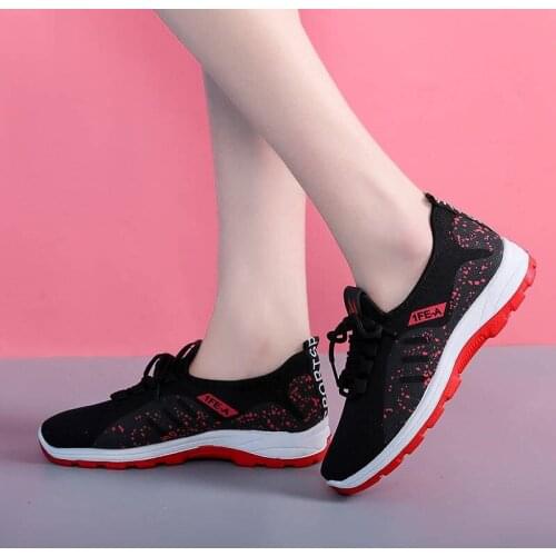Hot Women Mesh Solid Non-Slip Lace-Up Shoe Sneakers Shoe Casual Running Shoe Non-Slip Soft Walking Shoes Zapatillas Mujer 35-40