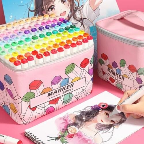Markers Double Tips 24/36/48/60 Color Sketch Art Marker Pen Alcoholic Pens For Artist Manga Markers Art Supplies School