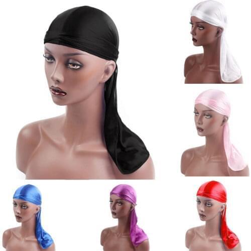 New Fashion Mens Satin Durags Bandanna Turban Wigs Men Silky Durag Headwear Headband Pirate Hat Hair Accessories