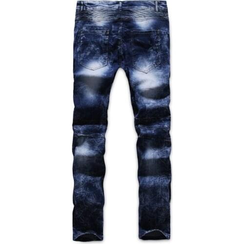 Mens Business Jeans Pleated Multi-craft Male Skinny Straight Stretch Brand Denim Pants Autumn Overalls Slim Fit Trousers 2020