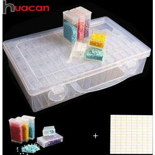 Huacan Diamond Painting 64pcs Box Accessory Diamond Embroidery Tools Drill Plastic Convenience Storage Box Gift Mosaic
