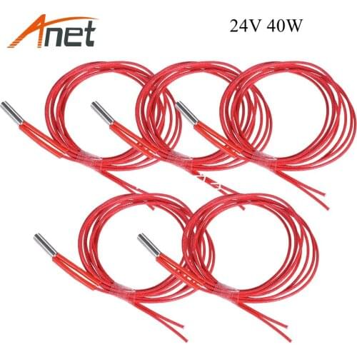New arrival 5pcs Single-head Electric Heating Tube 1.5M Stainless Steel Heating Tube 24V 40W for A8PLUS 3D Printer accessories
