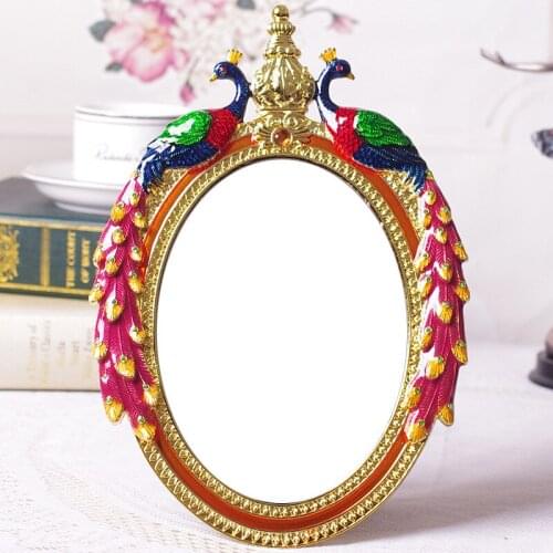 Peacock Desktop Metal Makeup Mirror Princess One-sided dresser Mirror Table Folding Mirror Table Wedding Dressing Mirror 1409