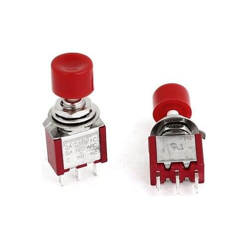 AC 250V 2A AC 250V 5A NO/NC Normally Open Momentary Pushbutton Switch Red