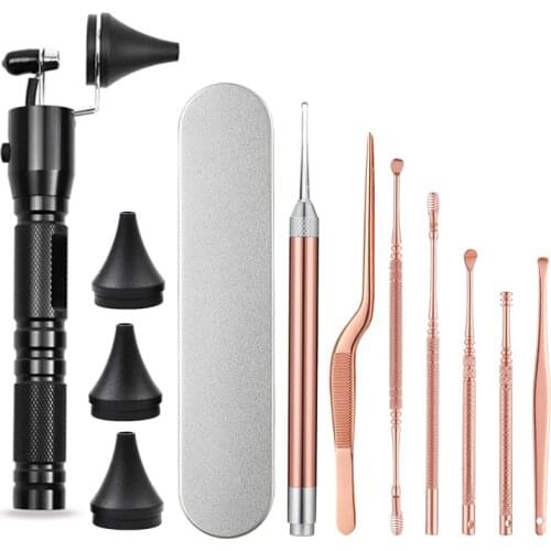 Ear Endoscope Otoscope LED Light Ear Pick Ear Wax Removal Earpick Nose Clean Tweezers Forceps Picks Wax Remover for Baby Adults