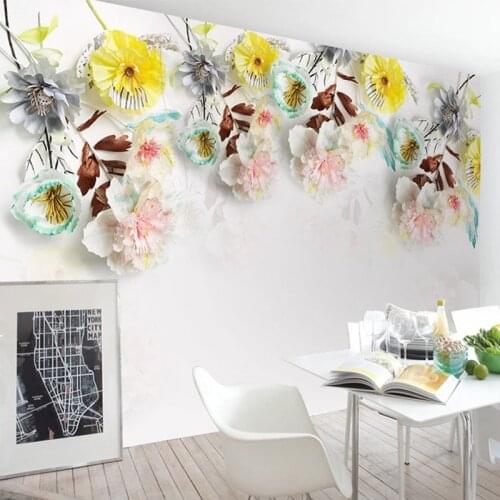 Custom Posters Wallpapers For Living Room Restaurant Wall Papers Home Decor 3D Floral Flowers Mural Wall Painting Papel De Pared
