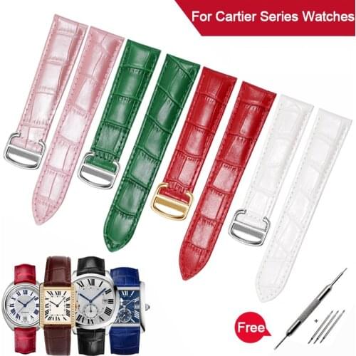 Genuine Leather Watchbands Fit For Cartier TANk SOLO RONDE DE Watch Accessories Watch Bracelet Watch Strap Watch Band Watch Belt