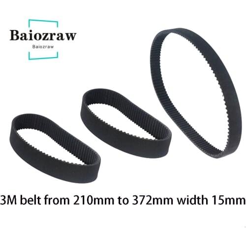 3D Printer HTD 3M Closed Loop Rubber Timing Belt 210 213 225 228 252 255 261 270 273 300 309 315 327 345 372mm Width 15mm HTD 3M