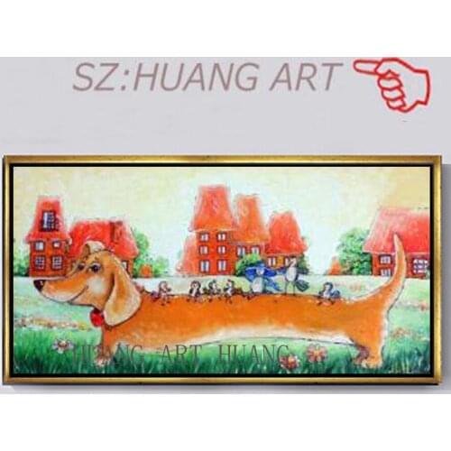 Hand-painted wall art canvas painting pictures of animals dogs and house home sitting room adornment art sofa framework