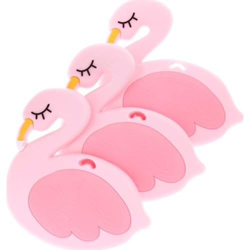 Single Sale Swan Silicone Teether Flamingo Teething Pendant Baby Pacifier Clip Necklace Accessory Necklace Nurse Gift Bpa Free