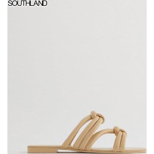 SOUTHLAND Z design summer new products Beige tube strap Sheep leather Womens flat sandals