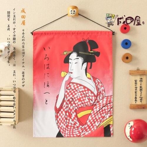 Japanese style decoration hanging flag valance door curtain Japan Ukiyoe sushi restaurant cafe bar kitchen home house coffee