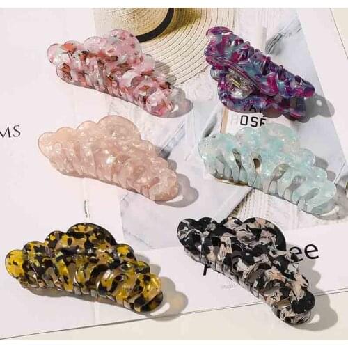 New Fashion Acrylic Printing Hair Clips Hair Claws for Women Girls Barrette Crab Bath Clip Ponytail Clip Clamps Hair Accessories
