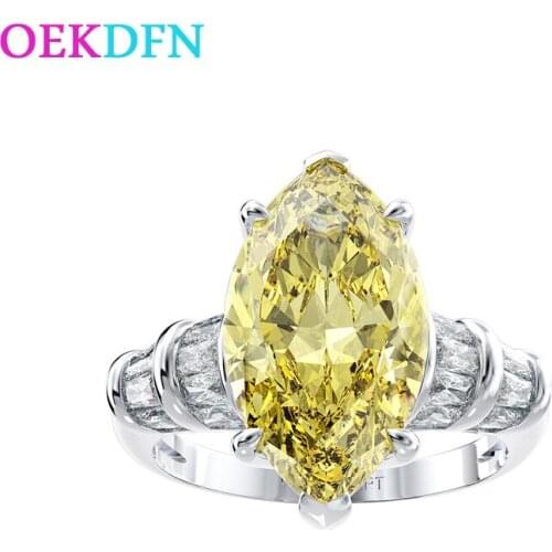 OEKDFN Vintage 100% 925 Sterling Silver Rings Mariquesa Sapphire Topaz Citrine Wedding Engagement Couple Women Men Ring Jewelry