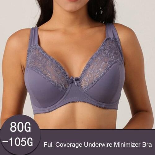 Plus Size Sexy Lace Bras For Women Underwired Minimizer Bra Bralette Female Underwear Delicate Embroidery Lingerie Brassiere