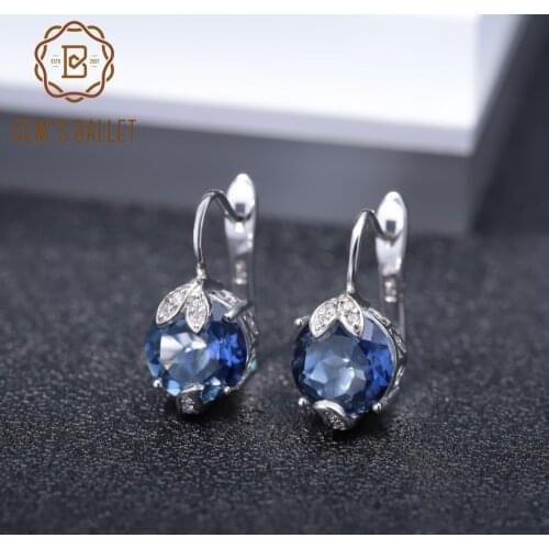 Gems Ballet 6.66Ct Natural Iolite Blue Mystic Quartz Gemstone Stud Earings 925 Sterling Silver Womens Simple Elegant Earrings