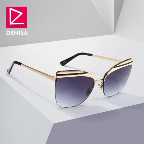 DENISA Rimless Cat Eye Sunglasses Girls 2019 Fashion Trendy Retro Red Sun Glasses For Women UV400 lunette de soleil femme G22063