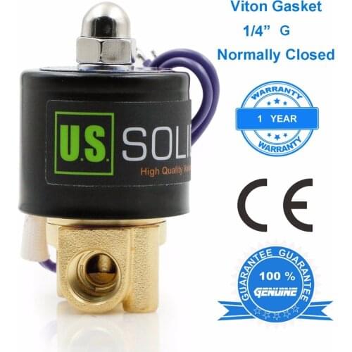 U.S. Solid 1/4", 3/8" Brass Electric Solenoid Valve Normally Closed 24 V 12V DC 24V 110V 220V AC, G Thread