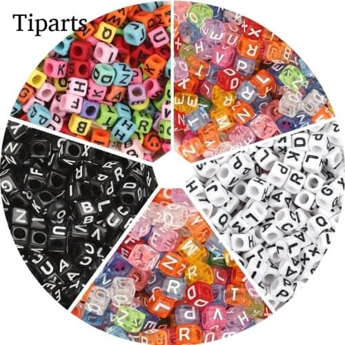 100pcs/ Mixed Digital Letter Acrylic Beads Square Alphabet Loose Spacer Beads For Jewelry Making Handmade Diy Bracelet Necklace