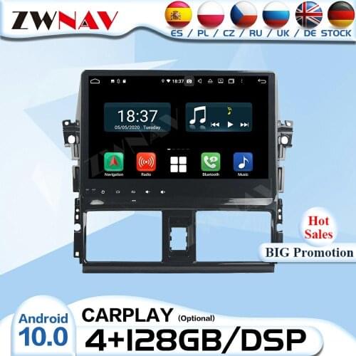 128G 2 Din Carplay Android 10 Radio Receiver For Toyota Yaris L Vios 2013 2014 2015 Audio Stereo Video Player CAR GPS Head Unit