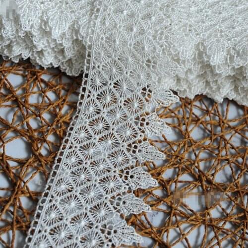 13 meter/pack DIY European lace Hollowed Water-soluble squaer flower wave curtain decoration embroidery lace tassel trims M312