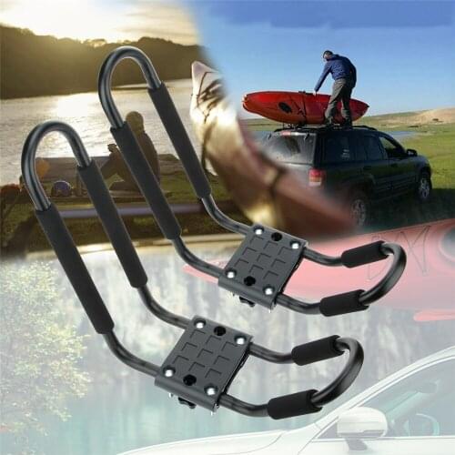 2Pcs Car Roof Rack Luggage Carrier Canoe Boat Kayak Carrier Rack Roof Mount SUV Car Truck Top Mount Canoe Skiing Roof Rack J-Bar