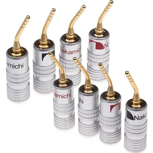8 PCS Red&Black Nakamichi Pure Copper Gold Plated 4MM Banana Plug Metal Shell For Musical Speaker Cable Plugs