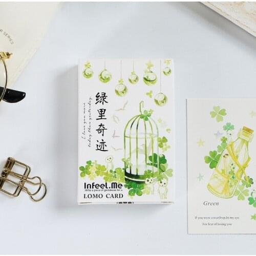 28 Sheets/Set Creative Green Miracle Lomo Card Mini Postcard/Greeting Card/Birthday Gift Card