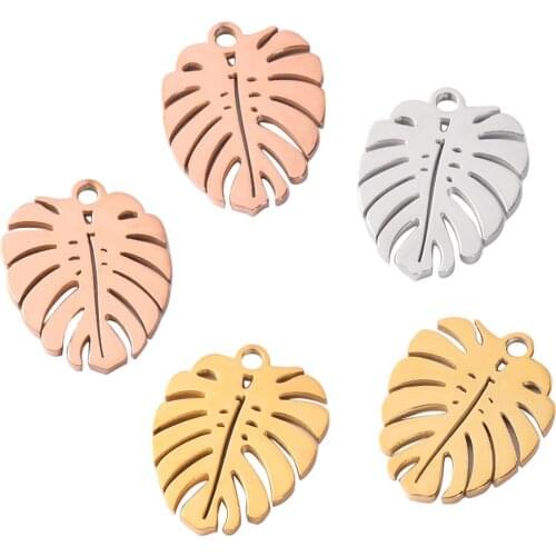 3Pcs/Lot Stainless Steel Leaf Shape Stamping Tag Pendant Charm Bracelet DIY Jewelry Making Findings