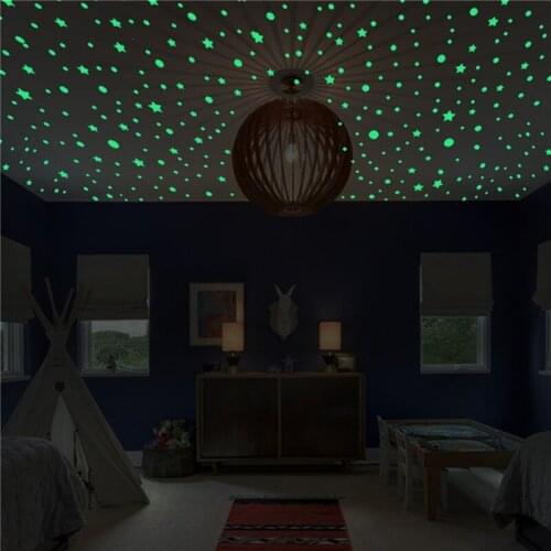 3D Stars Dots Glow In The Dark Wall Stickers Luminous Fluorescent Wall Stickers For Kids Baby Room Bedroom Ceiling Home Decor