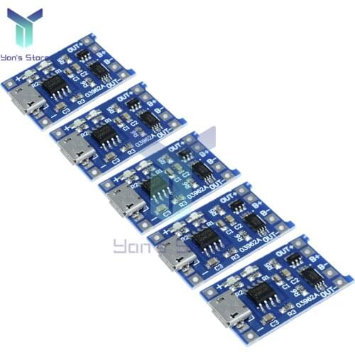 5PCS Micro USB 5V 1A 18650 TC4056A TC4056 TP4056 Lithium Battery Charger Module Charging Board With Protection Dual Functions