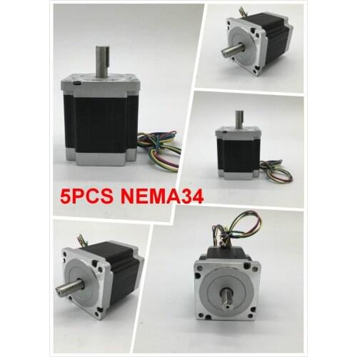 5PCS Stepper Motor Nema34 86*66mm 4A 3Nm 430Oz-in 2ph 4 Wires High Torque for CNC Router Lathe