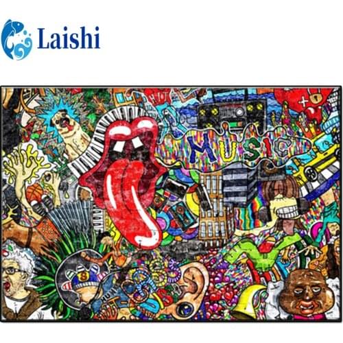 Diy 5d Abstract graffiti art, lips Diamond Painting Cross Stitch full Square Round Diamond Embroidery Handwork Rhinestone Art