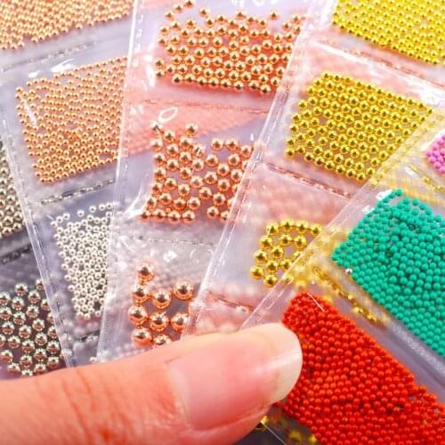 6 Packs 0.8-3.0mm Caviar Mini Steel Ball Nail Accessories Gold and Silver Mixed Metal Beads Nail Art Decoration Tool