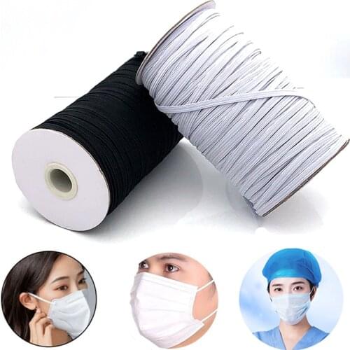 98/197 Yards Elastic Band White and Black Polyester Elastic Rope Elastic Bands for Clothes Garment Sewing Accessories costura
