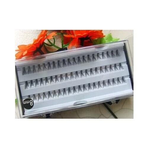 Free Shipping 60 Pcs Individual Lashes Semi-Hand Black False Eyelash Natural Long Cluster Extension Set Makeup 8mm/ 5p