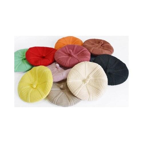 Kids children Cool Wind Children Knitted Berets Winter and Autumn Curling Pumpkin Hat Painters Cap Babys Wool Cap