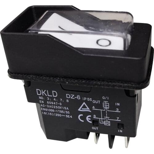 DKLD DZ-6 250V Waterproof Electromagnetic Pushbutton Switches Bench Drills IP55 Double Pole Normally Open Push Button Switch