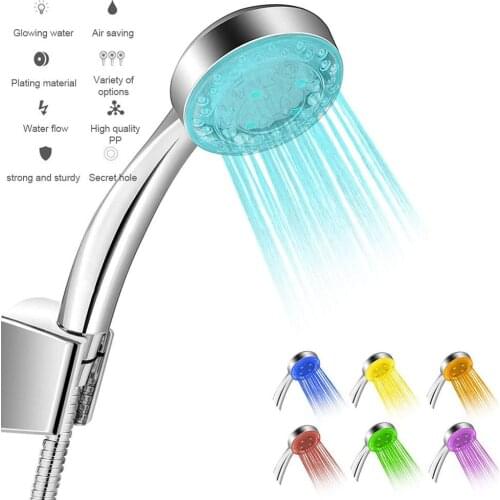 LED Battery-free Illuminated Shower 1/2" Temperature Controlled Color Changing Handheld Shower Head