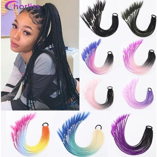 22inch Ombre Box Braid Elastic Rubber Band Hair Accessories Ponytail Hair 12piece Rope Headdress Hair Braider Synthetic Ponytail