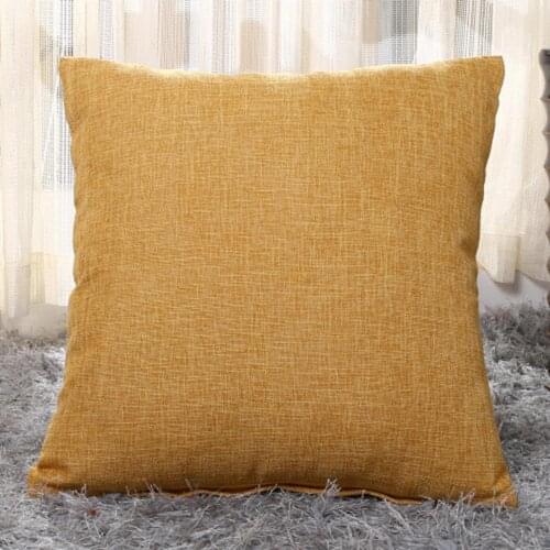 Square Linen Solid Color Soft Pillow Case Sofa Bed Cover Cushion Home Ornament Pillow Case