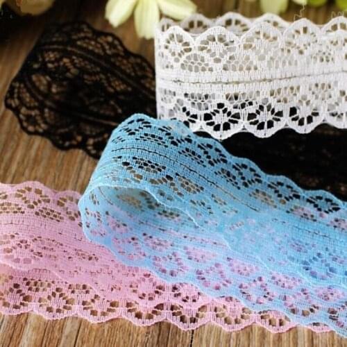 Hot High quality 12yards Lace Ribbon Tape Trim Fabric DIY Embroidered Net Cord For Sewing Decoration african lace fabric 5BB5504